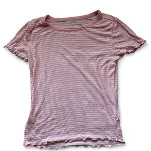 SO Pink and White Striped Short Sleeve Tee